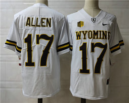Wyoming Cowboys #17 Josh Allen Orange White Authentic Stitched NCAA Jersey
