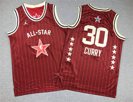 Youth 2024 All-Star #30 Stephen Curry Crimson Stitched Basketball Jersey
