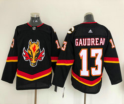 Youth Adidas Calgary Flames #13 Johnny Gaudreau Black 2021 Reverse Retro Authentic Stitched NHL Jersey