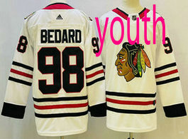 Youth Adidas Chicago Blackhawks #98 Connor Bedard White Authentic Stitched NHL Jersey