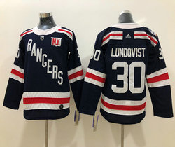Youth Adidas New York Rangers #30 Henrik Lundqvist Blue 2021 Winter Classic Authentic Stitched NHL Jersey