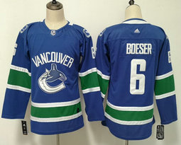 Youth Adidas Vancouver Canucks #6 Brock Boeser Blue Authentic Stitched NHL Jerseys
