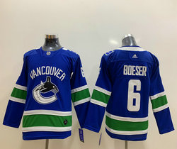 Youth Adidas Vancouver Canucks #6 Brock Boeser Royal Blue Authentic Stitched NHL Jerseys