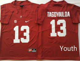 Youth Alabama Crimson Tide #13 Tua Tagovailoa Red Vapor Untouchable Authentic Stitched College Football Jersey