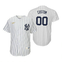 Youth Custom Nike New York Yankees White Cooperstown Collection Game Authentic Stitched MLB Jersey