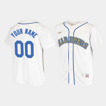 Youth Custom Nike Seattle Mariners White Cooperstown Collection Game Authentic Stitched MLB jersey