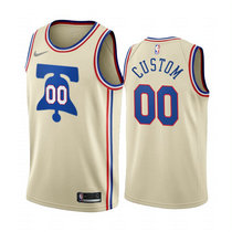 Youth Customized Nike Philadelphia 76ers Cream 2020-21 City Authentic Stitched NBA jersey