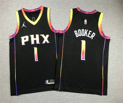 Youth Jordan Phoenix Suns #1 Devin Booker Black Authentic Stitched NBA Jersey