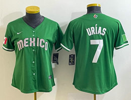 Youth Mexico Team #7 Julio Urias Green White name and number 2023 World Baseball Classic Jerseys