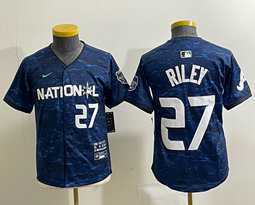 Youth Nike Atlanta Braves #27 Austin Riley Royal 2023 All-Star 2023 All-Star Cool Base Stitched Jersey
