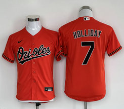 Youth Nike Baltimore Orioles #7 Jackson Holliday Orange Authentic Stitched MLB Jersey