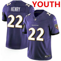 Youth Nike Baltimore Ravens #22 Derrick Henry Purple Vapor Untouchable Authentic Stitched NFL Jersey
