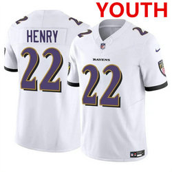 Youth Nike Baltimore Ravens #22 Derrick Henry White Vapor Untouchable Authentic Stitched NFL Jersey