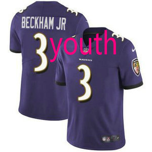 Youth Nike Baltimore Ravens #3 Odell Beckham Jr Purple Vapor Untouchable Authentic Stitched NFL Jersey