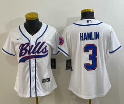 Youth Nike Buffalo Bills #3 Damar Hamlin White Joint Authentic Stitched baseball jersey