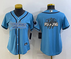 Youth Nike Carolina Panthers Blue Joint Big Logo Authentic Stitched baseball jersey