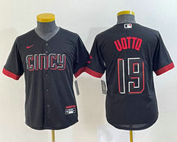 Youth Nike Cincinnati Reds #19 Joey Votto Black 2023 City Authentic Stitched MLB jersey