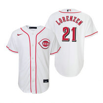 Youth Nike Cincinnati Reds #21 Michael Lorenzen White Authentic Stitched MLB Jersey