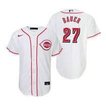 Youth Nike Cincinnati Reds #27 Trevor Bauer White Authentic Stitched MLB Jersey