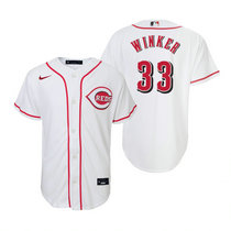 Youth Nike Cincinnati Reds #33 Jesse Winker White Authentic Stitched MLB Jersey