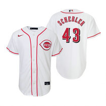 Youth Nike Cincinnati Reds #43 Scott Schebler White Authentic Stitched MLB Jersey