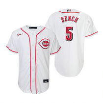 Youth Nike Cincinnati Reds #5 Johnny Bench White Authentic Stitched MLB Jersey