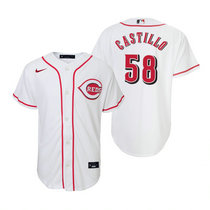 Youth Nike Cincinnati Reds #58 Luis Castillo White Authentic Stitched MLB Jersey