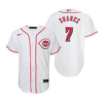 Youth Nike Cincinnati Reds #7 Eugenio Suarez White Authentic Stitched MLB Jersey