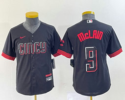 Youth Nike Cincinnati Reds #9 Matt McLain Black City Authentic Stitched MLB jersey