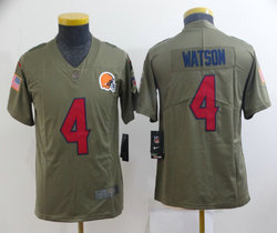 Youth Nike Cleveland Browns #4 Deshaun Watson 2019 Green Salute to Service Authentic stitched NFL jersey