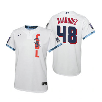 Youth Nike Colorado Rockies #48 German Marquez 2021 All star White Game Authentic Stitched MLB Jersey