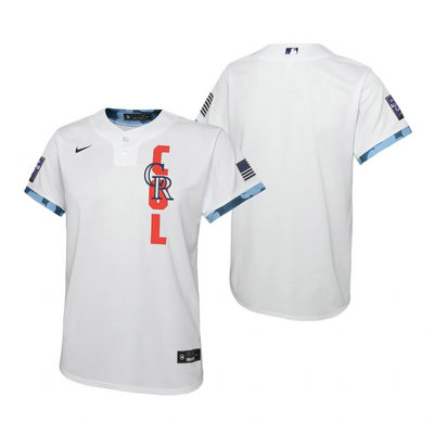 Youth Nike Colorado Rockies Blank 2021 All star White Game Authentic Stitched MLB Jersey