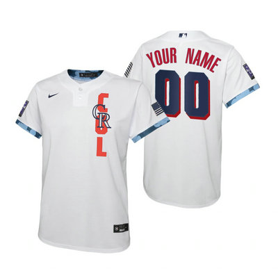 Youth Nike Colorado Rockies Custom Any Name 2021 All star White Game Authentic Stitched MLB Jersey