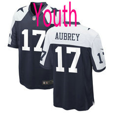 Youth Nike Dallas Cowboys #17 Brandon Aubrey Blue Thanksgiving nfl jersey