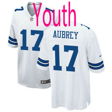 Youth Nike Dallas Cowboys #17 Brandon Aubrey white nfl jersey