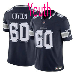 Youth Nike Dallas Cowboys #60 Tyler Guyton Navy 2024 Draft F.U.S.E Football Jersey