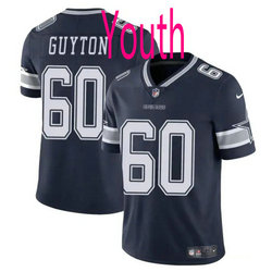 Youth Nike Dallas Cowboys #60 Tyler Guyton Navy 2024 Draft Vapor Untouchable Football Jersey