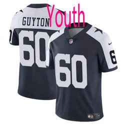Youth Nike Dallas Cowboys #60 Tyler Guyton Navy Thanksgiving 2024 Draft Vapor Untouchable Football Jersey