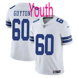 Youth Nike Dallas Cowboys #60 Tyler Guyton White 2024 Draft F.U.S.E Football Jersey