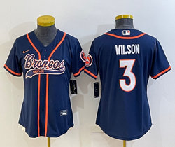 Youth Nike Denver Broncos #3 Russell Wilson Blue Joint Authentic Stitched baseball jersey