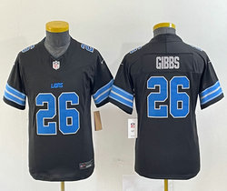 Youth Nike Detroit Lions #26 Jahmyr Gibbs Black 2024 F.U.S.E. Authentic Stitched NFL Jersey