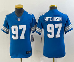 Youth Nike Detroit Lions #97 Aidan Hutchinson Blue 2024 F.U.S.E. Stitched Jersey