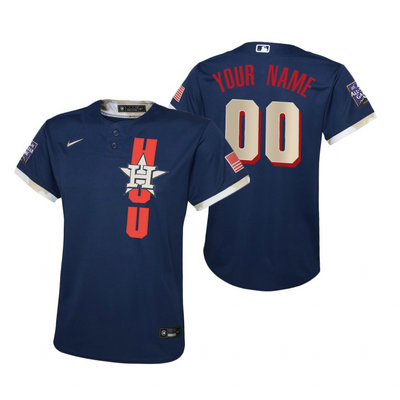 Youth Nike Houston Astros Custom Any Name 2021 All star Blue Game Authentic Stitched MLB Jersey