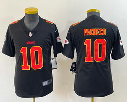 Youth Nike Kansas City Chiefs #10 Isiah Pacheco Black fashion Gold Name Authentic stitched NFL jersey