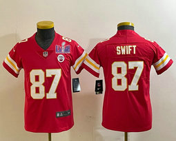 Youth Nike Kansas City Chiefs #87 Taylor Swift Red Vapor Untouchable With 2024 Super Bowl (LVIII ) patch Jersey
