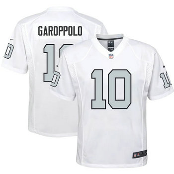 Youth Nike Las Vegas Raiders #10 Jimmy Garoppolo White Rush Vapor Untouchable Authentic Stitched NFL Jersey.jpg