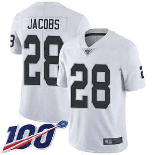 Youth Nike Las Vegas Raiders #28 Josh Jacobs 100th Season White Vapor Untouchable Authentic Stitched NFL Jersey