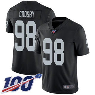 Youth Nike Las Vegas Raiders #98 Maxx Crosby 100th Season Black Vapor Untouchable Authentic Stitched NFL Jersey