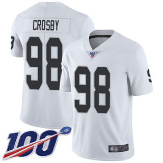 Youth Nike Las Vegas Raiders #98 Maxx Crosby 100th Season White Vapor Untouchable Authentic Stitched NFL Jersey