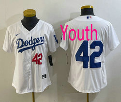 Youth Nike Los Angeles Dodgers #42 Jackie Robinson Red 8 front White no name Authentic Stitched MLB Jersey